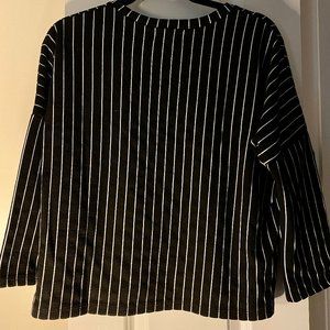 NEW! - FLOATING LOTUS- Black & White Striped Blouse (one size - fits S/M)